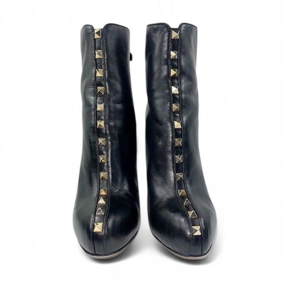 VALENTINO Garavani Black Leather Rockstud Stiletto Ankle Boots Size 36.5 - Picture 3 of 10